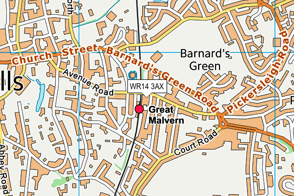 WR14 3AX map - OS VectorMap District (Ordnance Survey) WR14 3AX map - OS VectorMap District (Ordnance Survey)