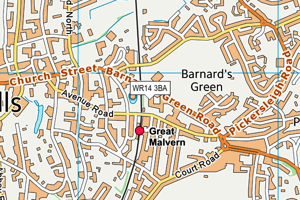 WR14 3BA map - OS VectorMap District (Ordnance Survey) WR14 3BA map - OS VectorMap District (Ordnance Survey)