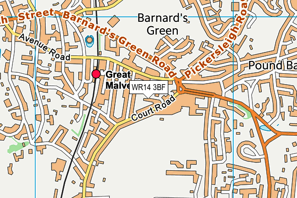 WR14 3BF map - OS VectorMap District (Ordnance Survey) WR14 3BF map - OS VectorMap District (Ordnance Survey)