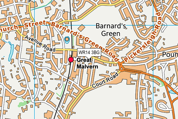 WR14 3BG map - OS VectorMap District (Ordnance Survey)