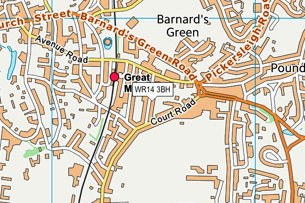 WR14 3BH map - OS VectorMap District (Ordnance Survey) WR14 3BH map - OS VectorMap District (Ordnance Survey)