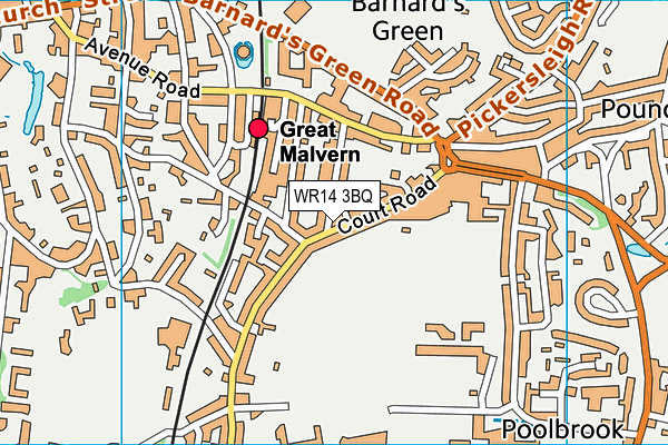 WR14 3BQ map - OS VectorMap District (Ordnance Survey) WR14 3BQ map - OS VectorMap District (Ordnance Survey)