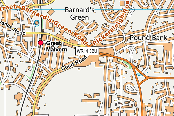 WR14 3BU map - OS VectorMap District (Ordnance Survey) WR14 3BU map - OS VectorMap District (Ordnance Survey)