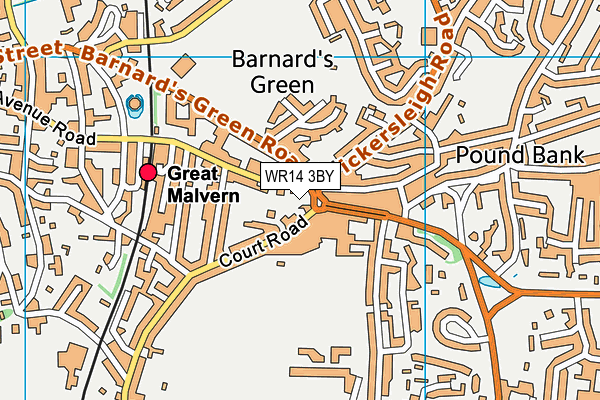 WR14 3BY map - OS VectorMap District (Ordnance Survey)