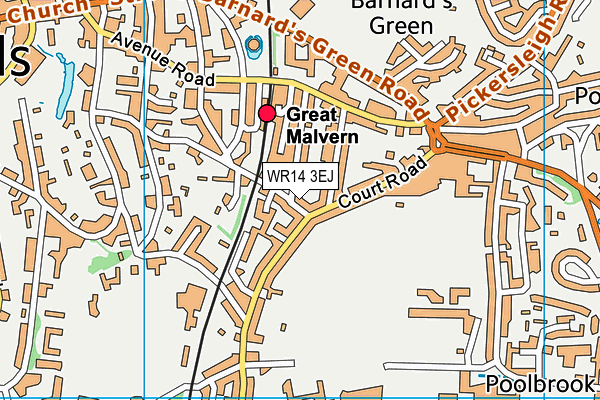 WR14 3EJ map - OS VectorMap District (Ordnance Survey) WR14 3EJ map - OS VectorMap District (Ordnance Survey)