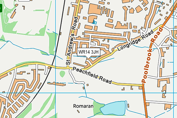 WR14 3JH map - OS VectorMap District (Ordnance Survey) WR14 3JH map - OS VectorMap District (Ordnance Survey)