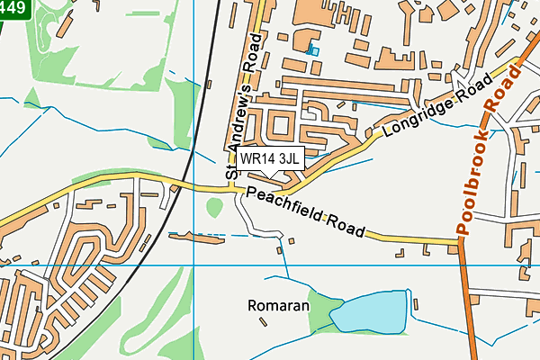 WR14 3JL map - OS VectorMap District (Ordnance Survey) WR14 3JL map - OS VectorMap District (Ordnance Survey)