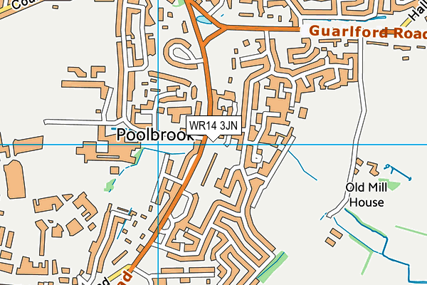 WR14 3JN map - OS VectorMap District (Ordnance Survey) WR14 3JN map - OS VectorMap District (Ordnance Survey)
