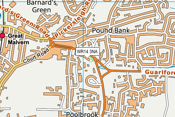 WR14 3NA map - OS VectorMap District (Ordnance Survey)
