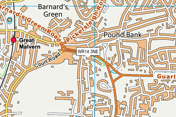 WR14 3NE map - OS VectorMap District (Ordnance Survey)