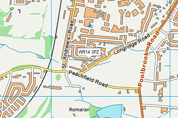 WR14 3PZ map - OS VectorMap District (Ordnance Survey) WR14 3PZ map - OS VectorMap District (Ordnance Survey)