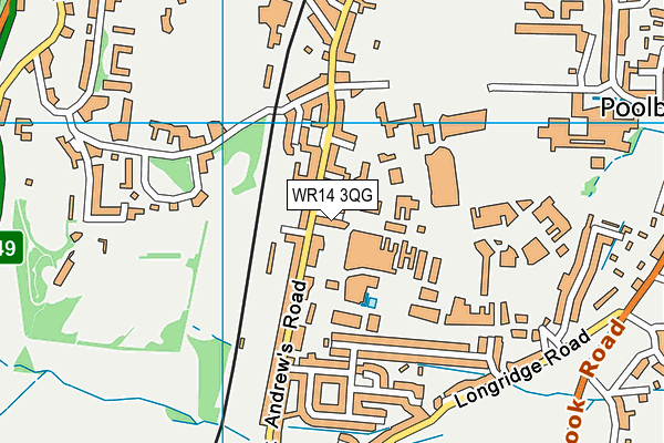 WR14 3QG map - OS VectorMap District (Ordnance Survey) WR14 3QG map - OS VectorMap District (Ordnance Survey)