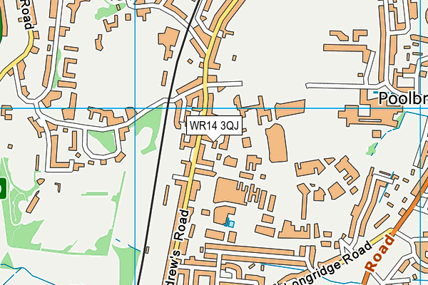 WR14 3QJ map - OS VectorMap District (Ordnance Survey) WR14 3QJ map - OS VectorMap District (Ordnance Survey)