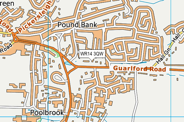WR14 3QW map - OS VectorMap District (Ordnance Survey)