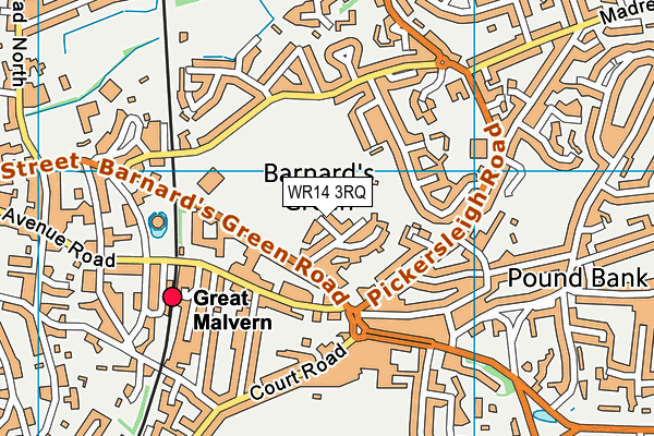 WR14 3RQ map - OS VectorMap District (Ordnance Survey) WR14 3RQ map - OS VectorMap District (Ordnance Survey)
