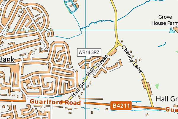 WR14 3RZ map - OS VectorMap District (Ordnance Survey) WR14 3RZ map - OS VectorMap District (Ordnance Survey)