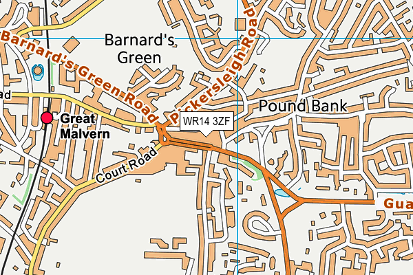 WR14 3ZF map - OS VectorMap District (Ordnance Survey) WR14 3ZF map - OS VectorMap District (Ordnance Survey)