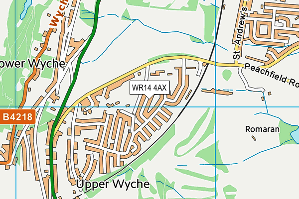 WR14 4AX map - OS VectorMap District (Ordnance Survey) WR14 4AX map - OS VectorMap District (Ordnance Survey)