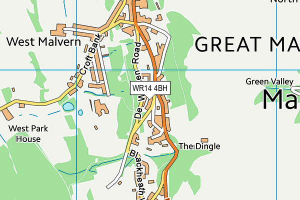 WR14 4BH map - OS VectorMap District (Ordnance Survey)