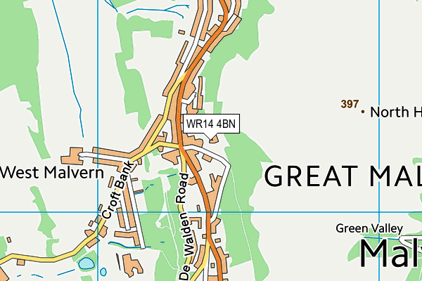 WR14 4BN map - OS VectorMap District (Ordnance Survey) WR14 4BN map - OS VectorMap District (Ordnance Survey)