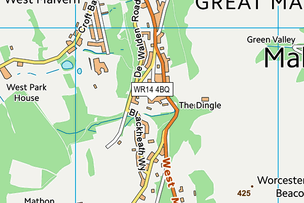 WR14 4BQ map - OS VectorMap District (Ordnance Survey) WR14 4BQ map - OS VectorMap District (Ordnance Survey)