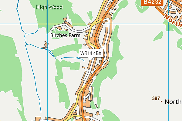 WR14 4BX map - OS VectorMap District (Ordnance Survey) WR14 4BX map - OS VectorMap District (Ordnance Survey)