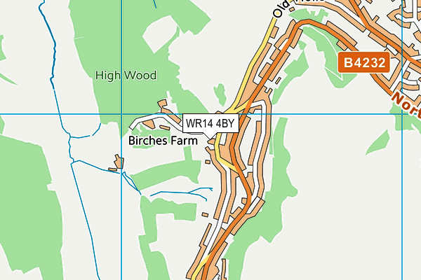 WR14 4BY map - OS VectorMap District (Ordnance Survey) WR14 4BY map - OS VectorMap District (Ordnance Survey)
