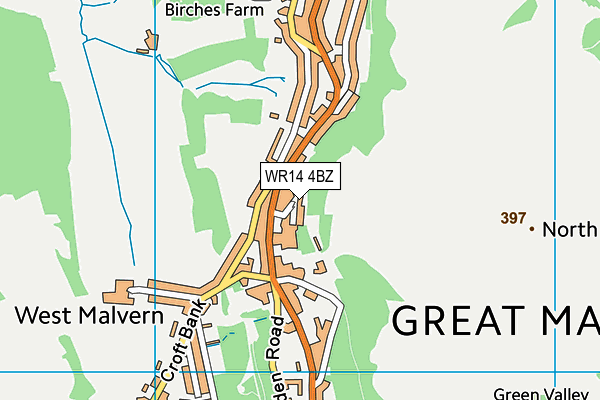 WR14 4BZ map - OS VectorMap District (Ordnance Survey) WR14 4BZ map - OS VectorMap District (Ordnance Survey)