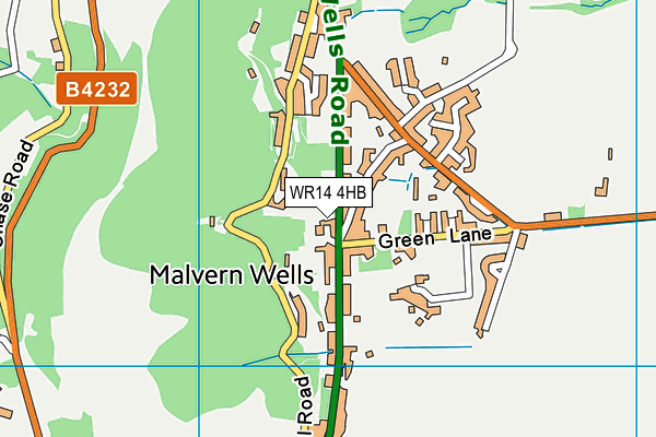 WR14 4HB map - OS VectorMap District (Ordnance Survey)