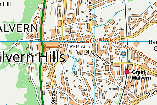 WR14 9ST map - OS VectorMap District (Ordnance Survey) WR14 9ST map - OS VectorMap District (Ordnance Survey)