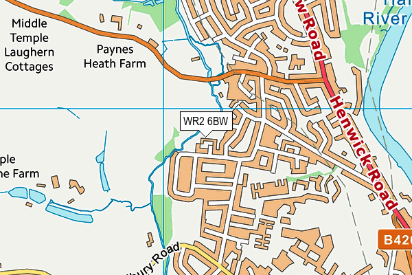 WR2 6BW map - OS VectorMap District (Ordnance Survey) WR2 6BW map - OS VectorMap District (Ordnance Survey)