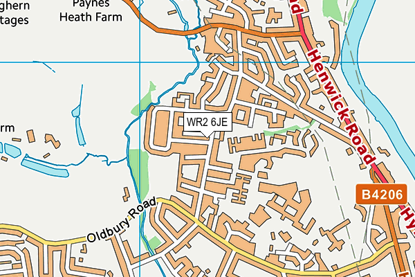 WR2 6JE map - OS VectorMap District (Ordnance Survey) WR2 6JE map - OS VectorMap District (Ordnance Survey)