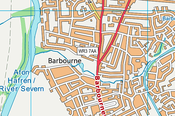 WR3 7AA map - OS VectorMap District (Ordnance Survey)