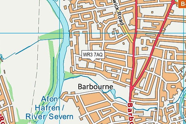 WR3 7AQ map - OS VectorMap District (Ordnance Survey)