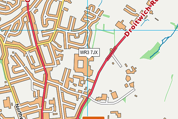 WR3 7JX map - OS VectorMap District (Ordnance Survey) WR3 7JX map - OS VectorMap District (Ordnance Survey)