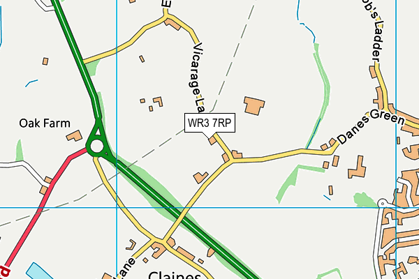 WR3 7RP map - OS VectorMap District (Ordnance Survey)