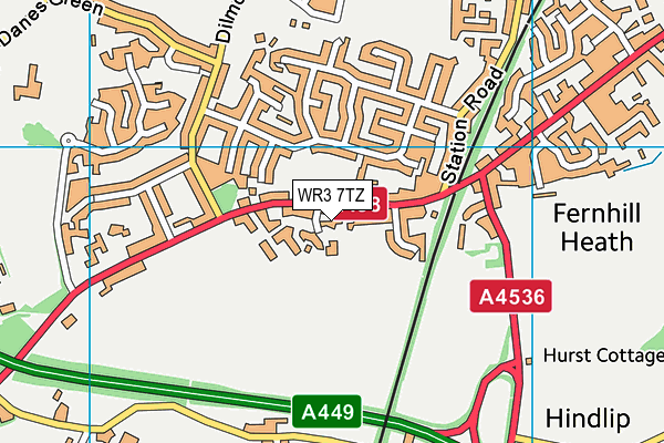 WR3 7TZ map - OS VectorMap District (Ordnance Survey)