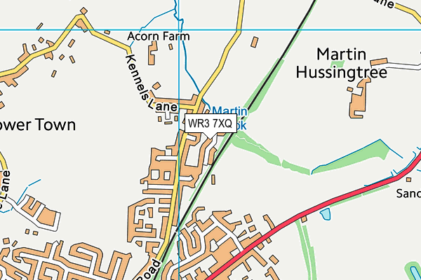 WR3 7XQ map - OS VectorMap District (Ordnance Survey) WR3 7XQ map - OS VectorMap District (Ordnance Survey)