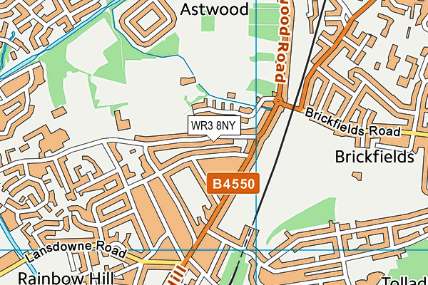 WR3 8NY map - OS VectorMap District (Ordnance Survey)