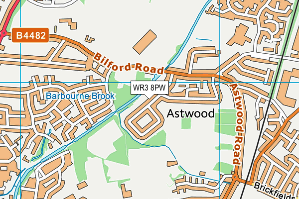 WR3 8PW map - OS VectorMap District (Ordnance Survey)