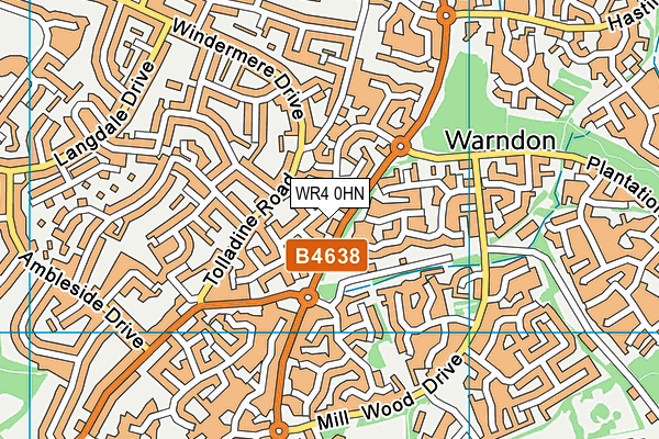 WR4 0HN map - OS VectorMap District (Ordnance Survey)