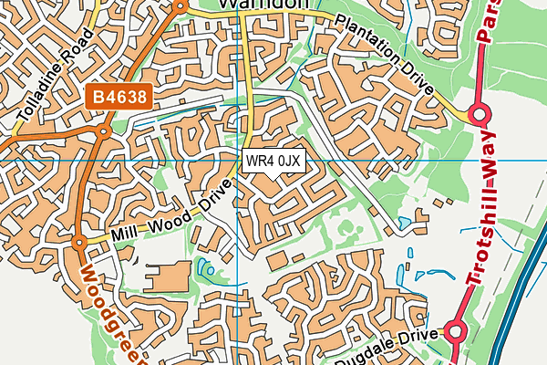 WR4 0JX map - OS VectorMap District (Ordnance Survey) WR4 0JX map - OS VectorMap District (Ordnance Survey)