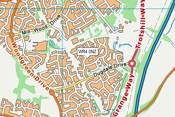 WR4 0NZ map - OS VectorMap District (Ordnance Survey)