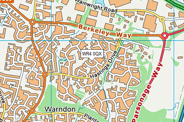 WR4 0QX map - OS VectorMap District (Ordnance Survey) WR4 0QX map - OS VectorMap District (Ordnance Survey)