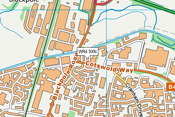 WR4 9XN map - OS VectorMap District (Ordnance Survey) WR4 9XN map - OS VectorMap District (Ordnance Survey)