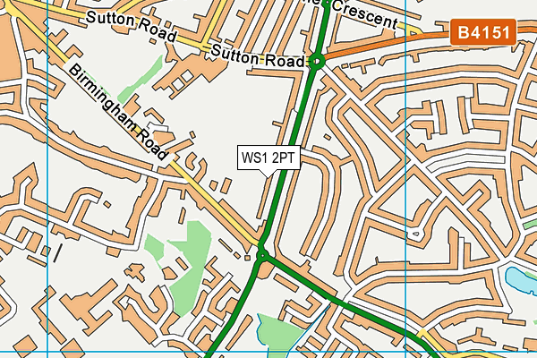 WS1 2PT map - OS VectorMap District (Ordnance Survey) WS1 2PT map - OS VectorMap District (Ordnance Survey)