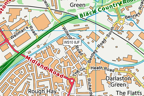 WS10 8JF map - OS VectorMap District (Ordnance Survey) WS10 8JF map - OS VectorMap District (Ordnance Survey)