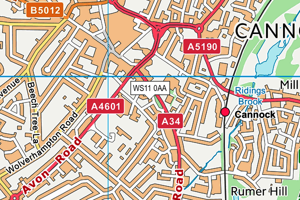 WS11 0AA map - OS VectorMap District (Ordnance Survey) WS11 0AA map - OS VectorMap District (Ordnance Survey)