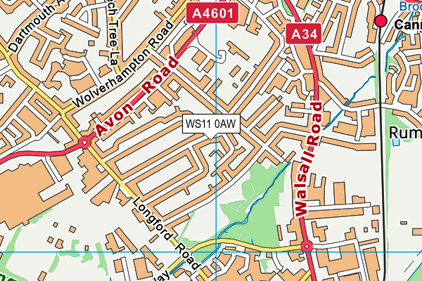 WS11 0AW map - OS VectorMap District (Ordnance Survey) WS11 0AW map - OS VectorMap District (Ordnance Survey)