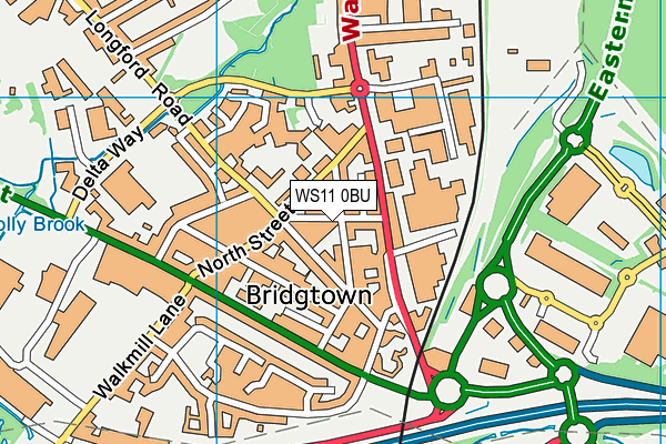 WS11 0BU map - OS VectorMap District (Ordnance Survey) WS11 0BU map - OS VectorMap District (Ordnance Survey)